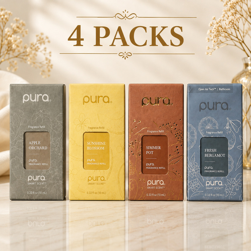 Pura Fragrance Refill 4 Pack Apple Orchard Sunshine Blossom Simmer Pot Bergamot